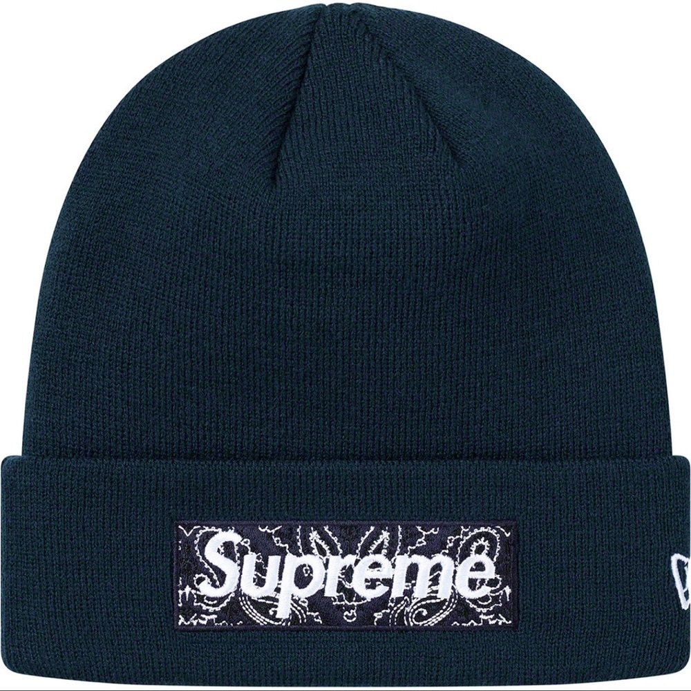 Supreme Navy Bandana Box Logo Beanie New